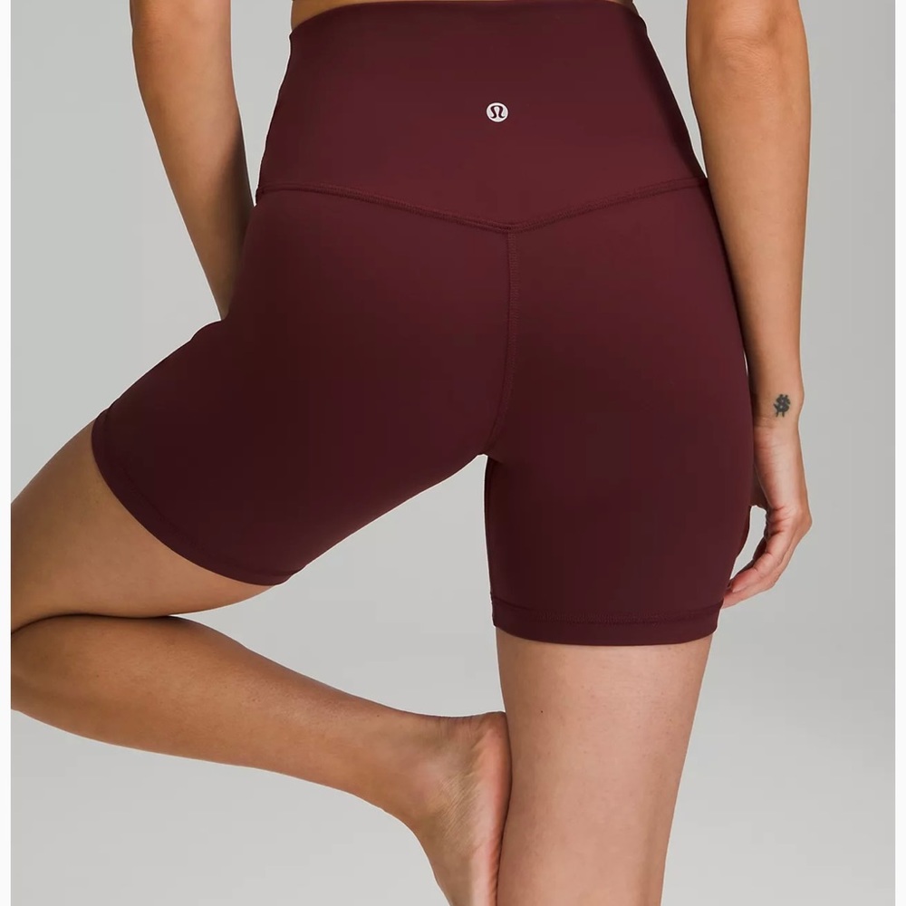 Red Merlot Align Lululemon High Rise short 6”